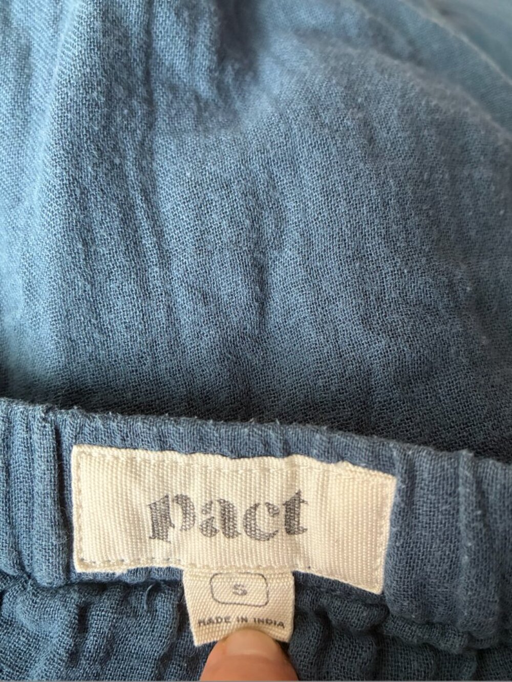 Pact Blue-Gray Cotton Tapered Drawstring Pants - Size S - Picture 5 of 8